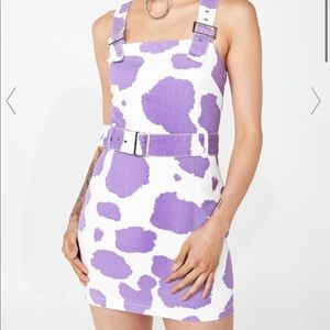 Jaded London / Dolls Kill Purple Cow Print Denim Dress